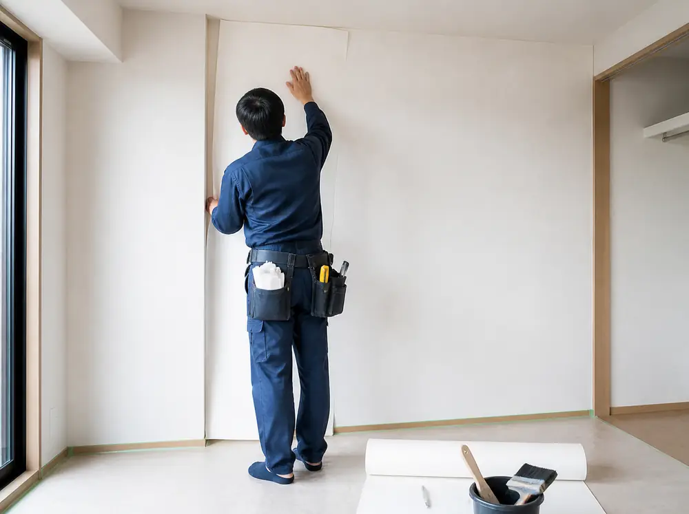 壁紙を張り替える職人のイメージ